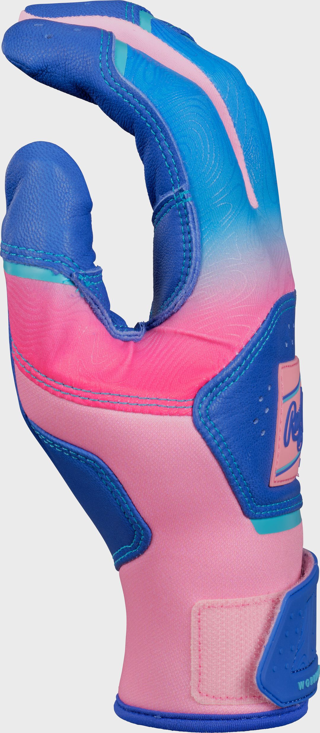 Rawlings Workhorse Royal/Pink Youth Fun Burst Batting Gloves - Image 4